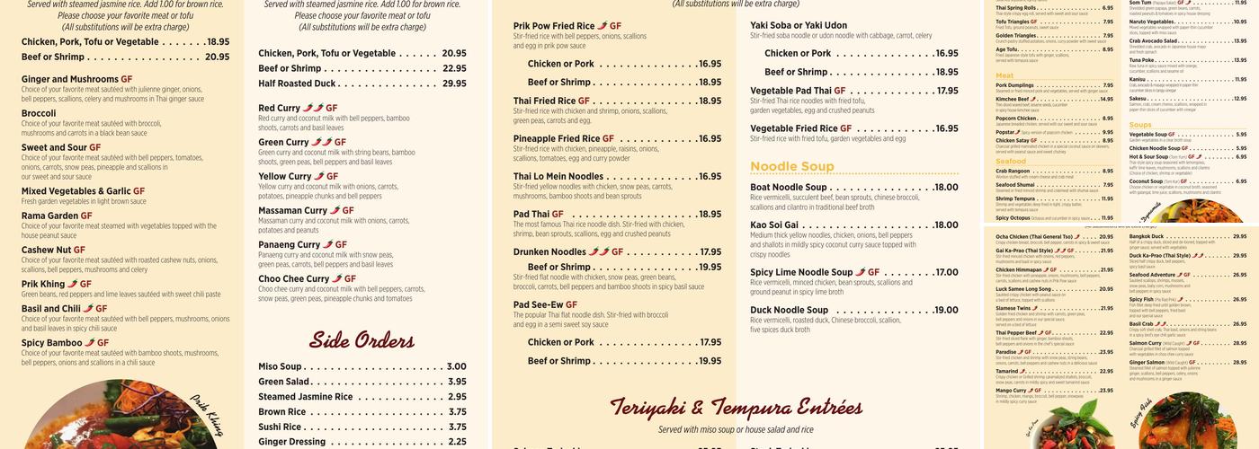 Sushi Thai at The Park Menu