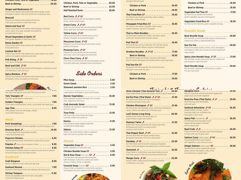 Sushi Thai at The Park Menu