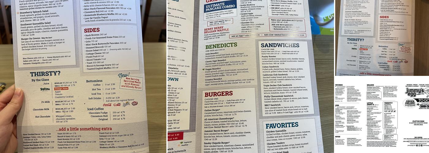 Jimmy's Egg - Clifton Park Menu