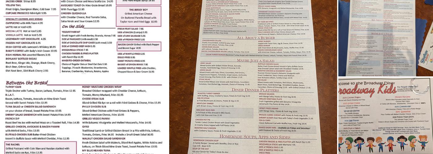Broadway Diner Menu