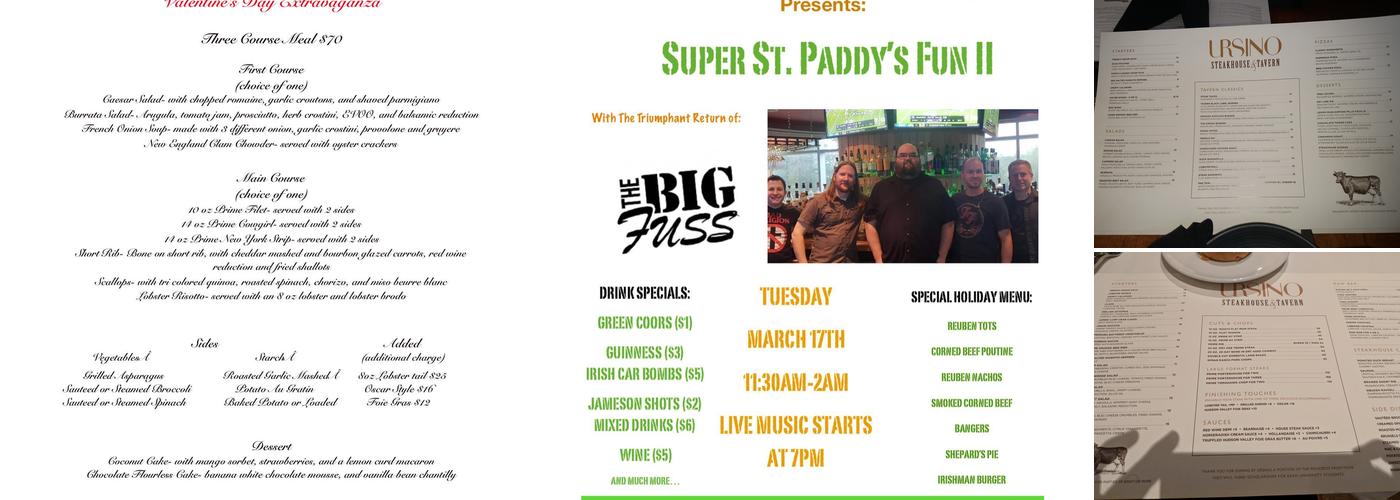 Ursino Steakhouse and Tavern Menu