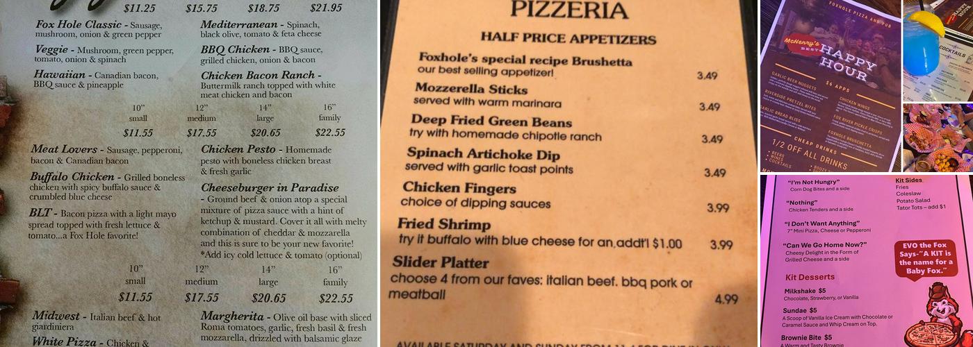 Fox Hole Tap And Pizzeria Menu