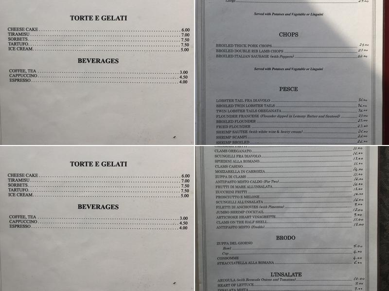 Torna a Sorrento Restaurant Menu