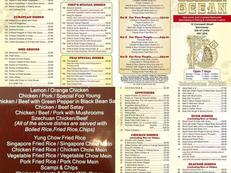 Golden Ocean Menu