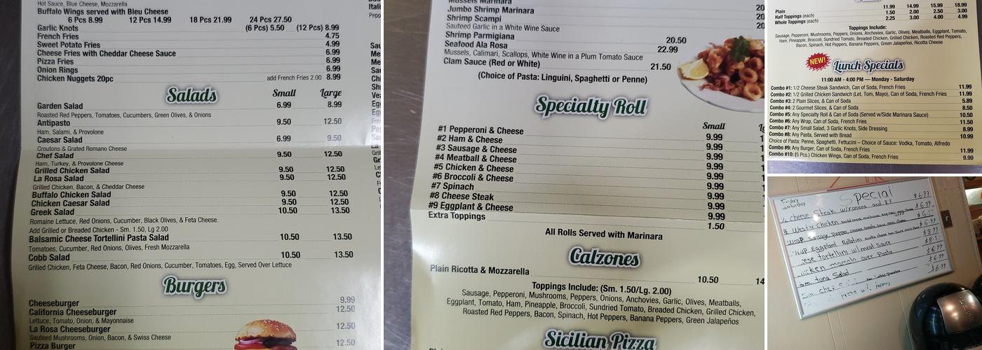 La Rosa Pizzeria Menu