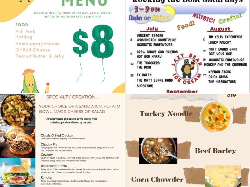 Lazy Bear Ice Cream Menu