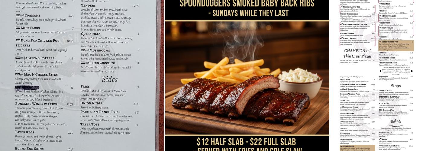 Spoondoggers Bar and Grill Menu