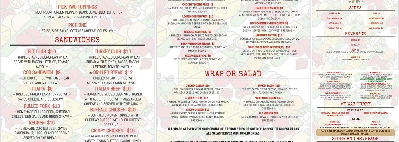 Vic's Place Bar and Grill Menu