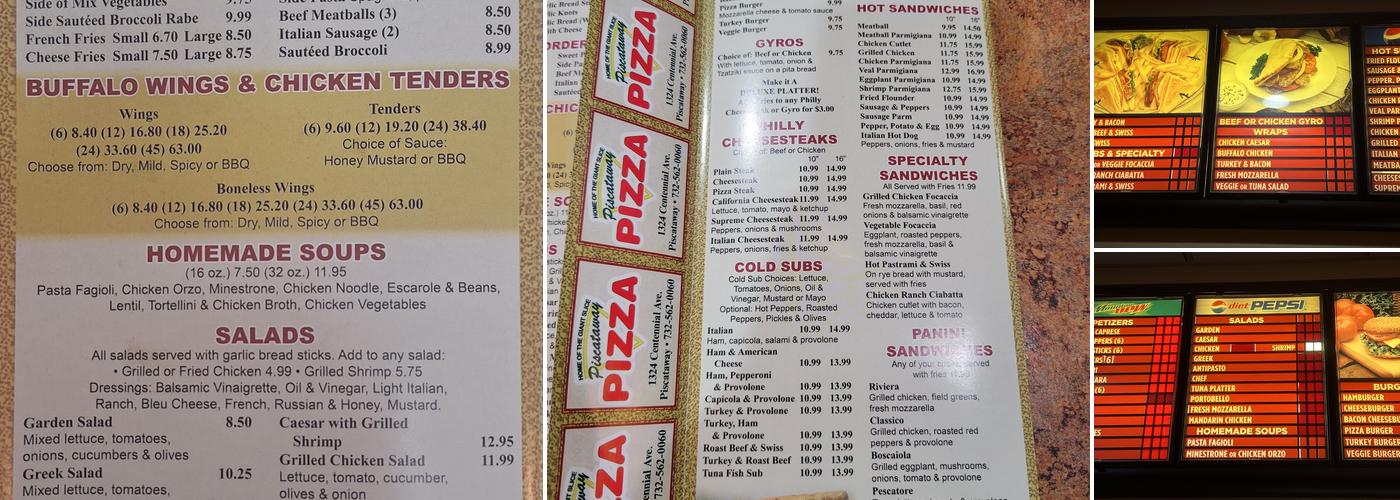 Piscataway Pizza Menu