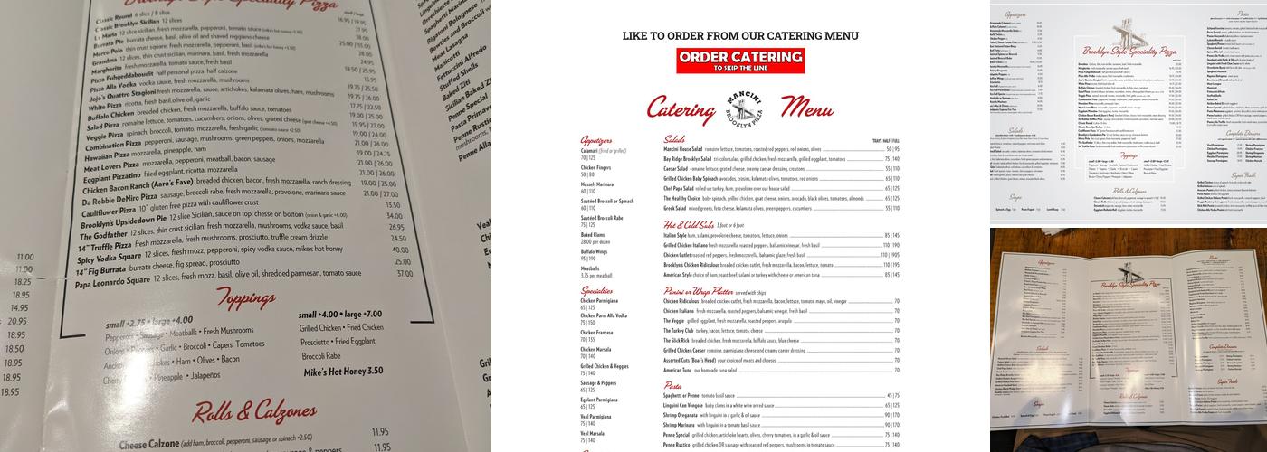 Mancini Pizza Menu