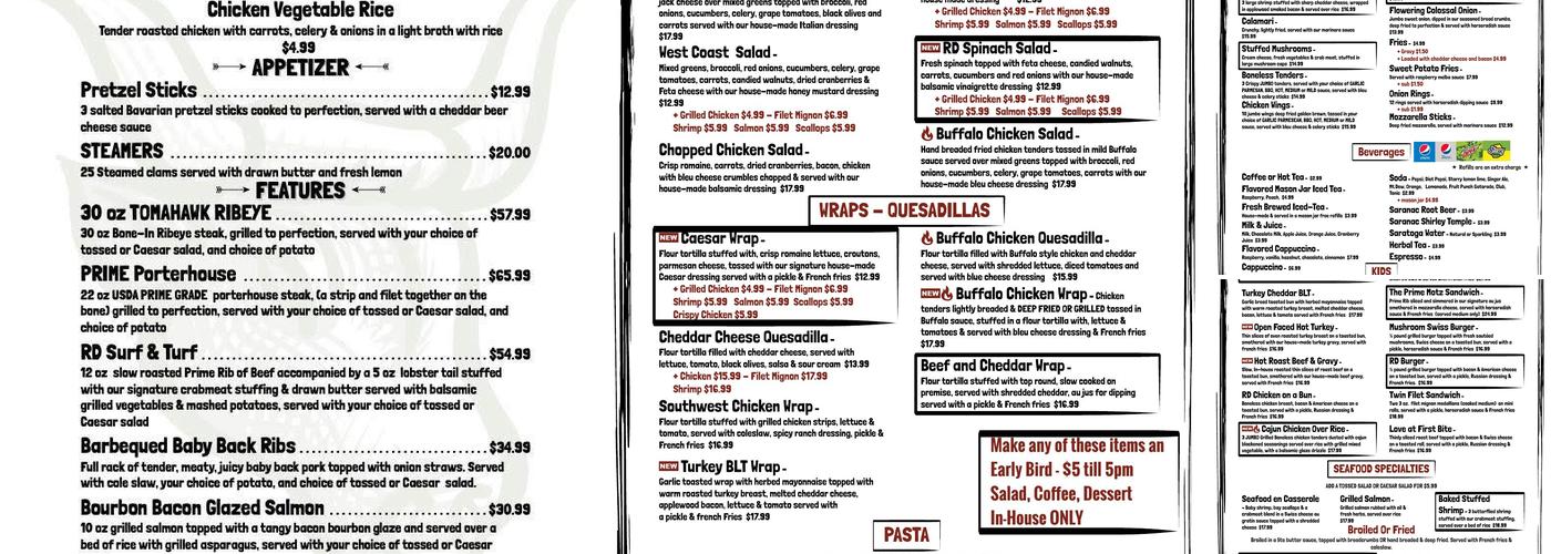 Raindancer Restaurant Menu