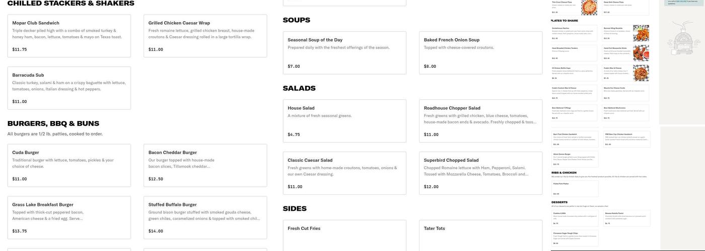 Cuda's Restaurant, Bar and Pizza Menu