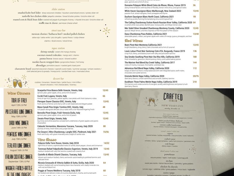 Crafted Italia Menu