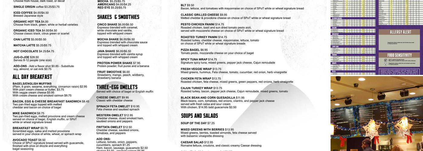 SPoT Coffee Menu