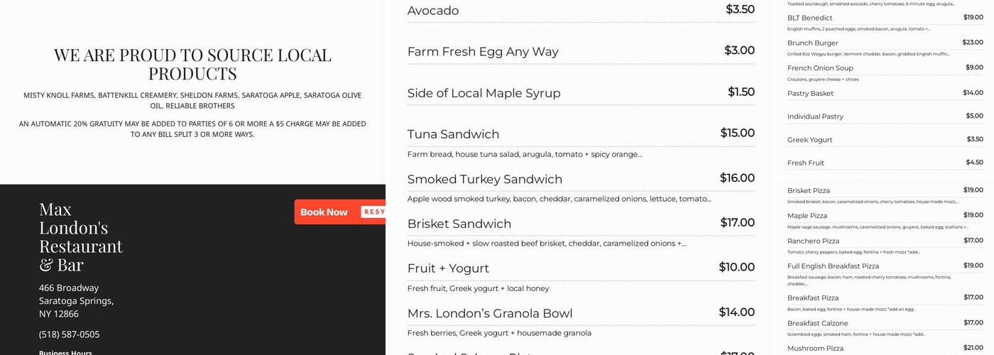 Max London's Menu