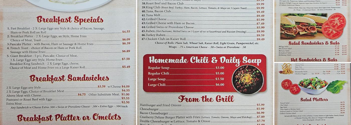Sandwich King Menu