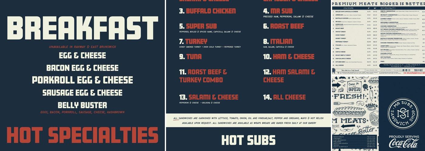 Mr Subs Menu