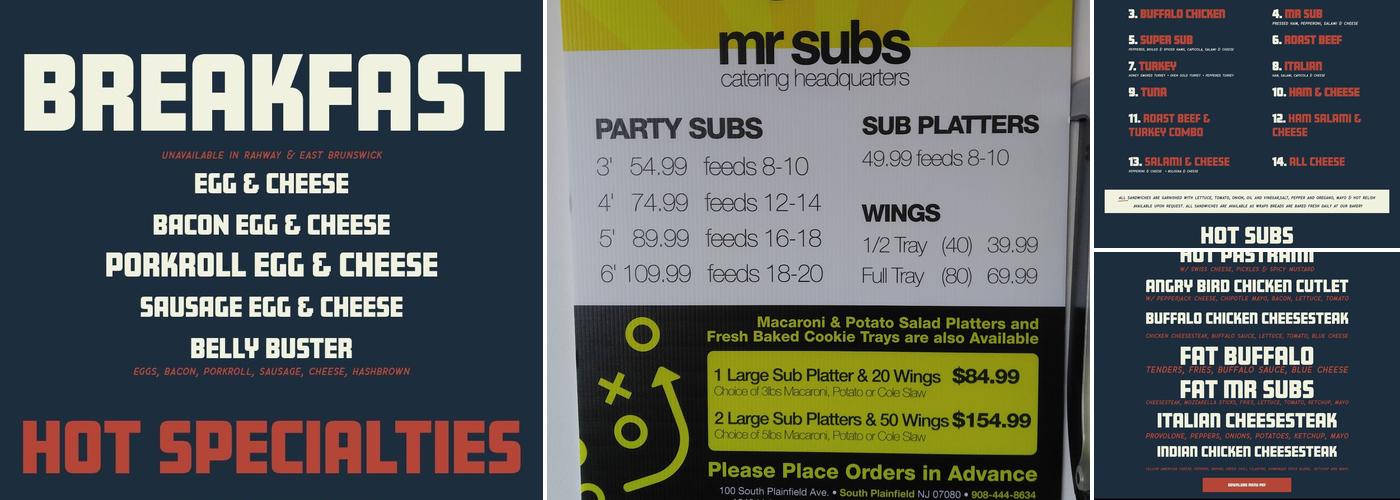 Mr Subs Menu
