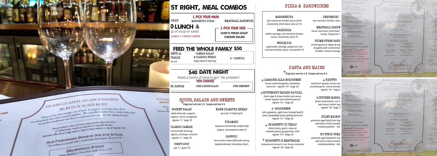 Sophie's Steakhouse & Bar Menu