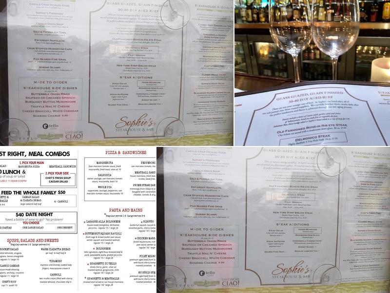Sophie's Steakhouse & Bar Menu
