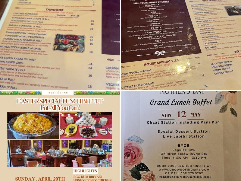 Crown of India Menu