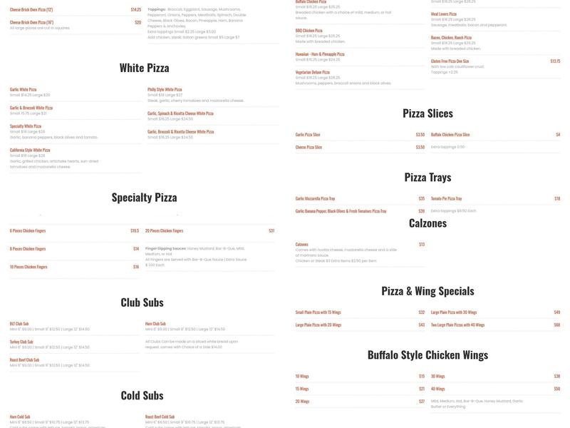 Grande's Menu