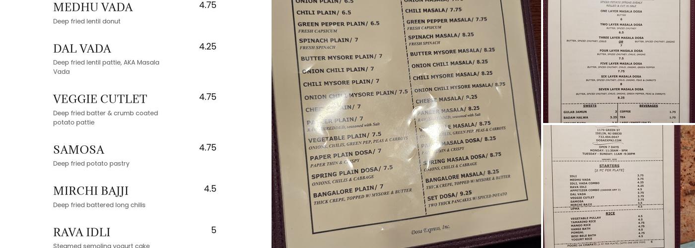 Dosa Express Menu
