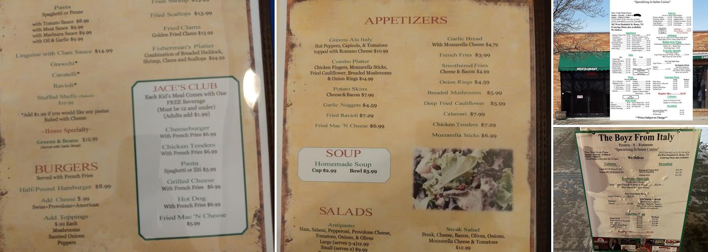 Boyz From Italy Menu