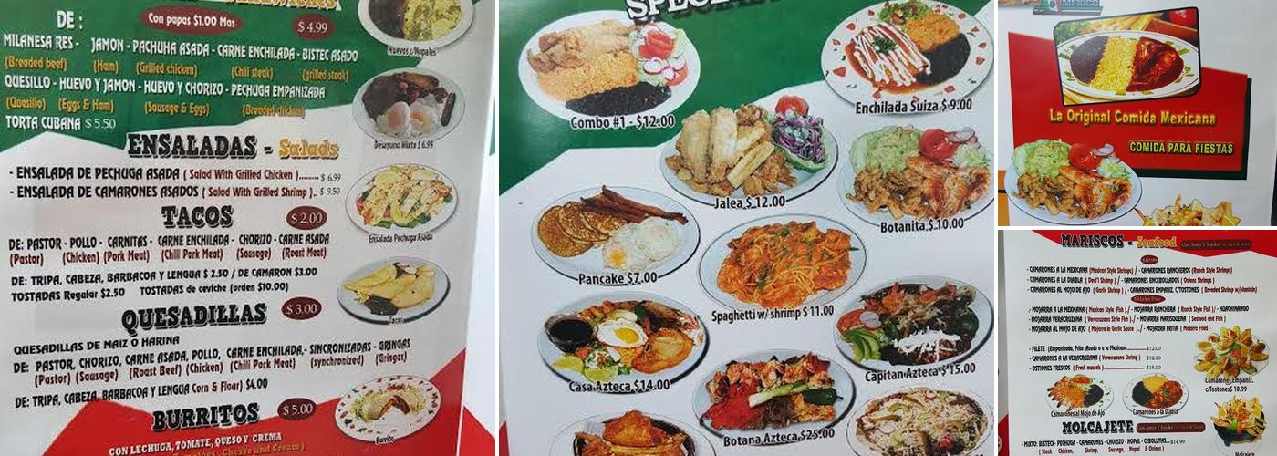 Azteca Restaurant Menu