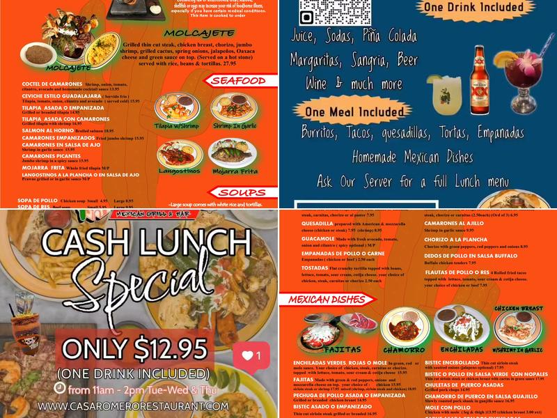 Casa Romero Mexican Grill & Bar Menu