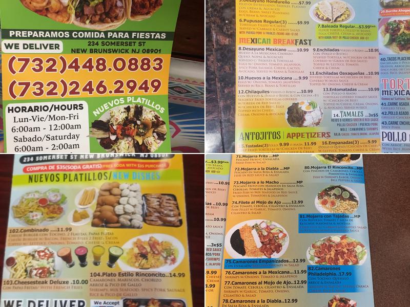 El Rinconcito Mexicano Menu