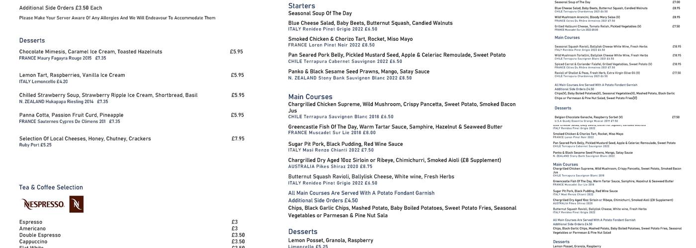 Eighteen Ninety Four Menu