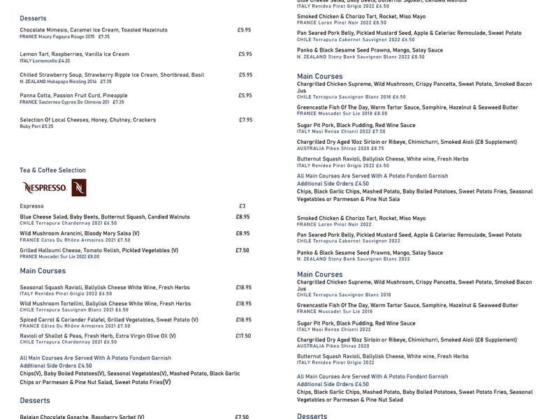 Eighteen Ninety Four Menu