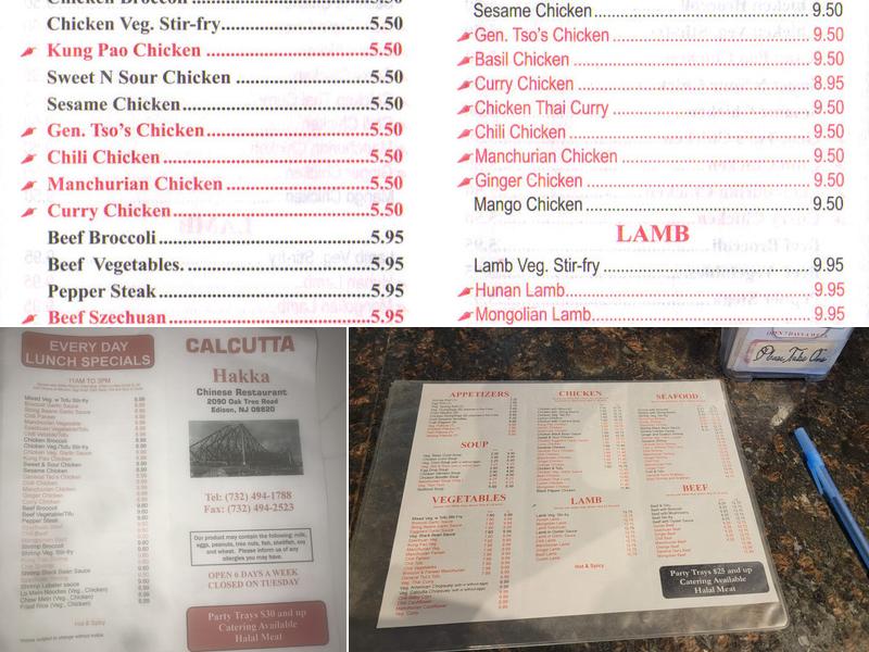 Calcutta Chinese Restaurant Menu