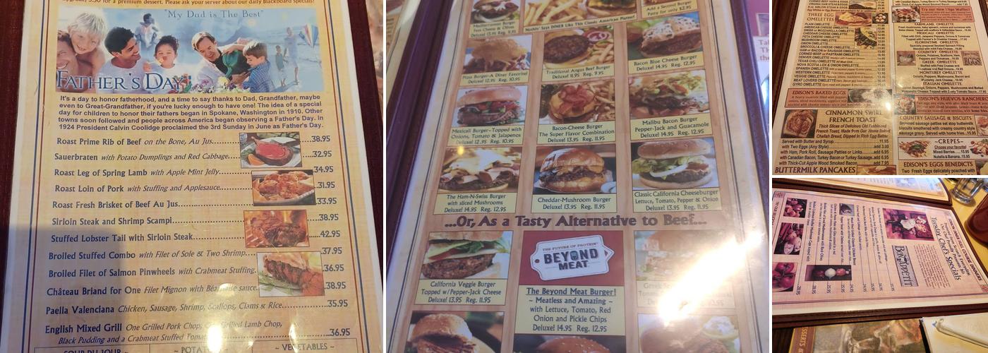 The Edison Diner Menu