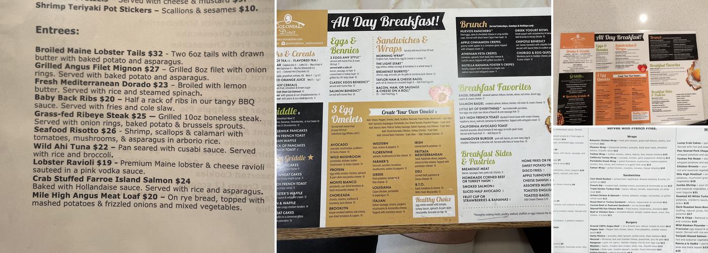 Colonial Diner-East Brunswick Menu