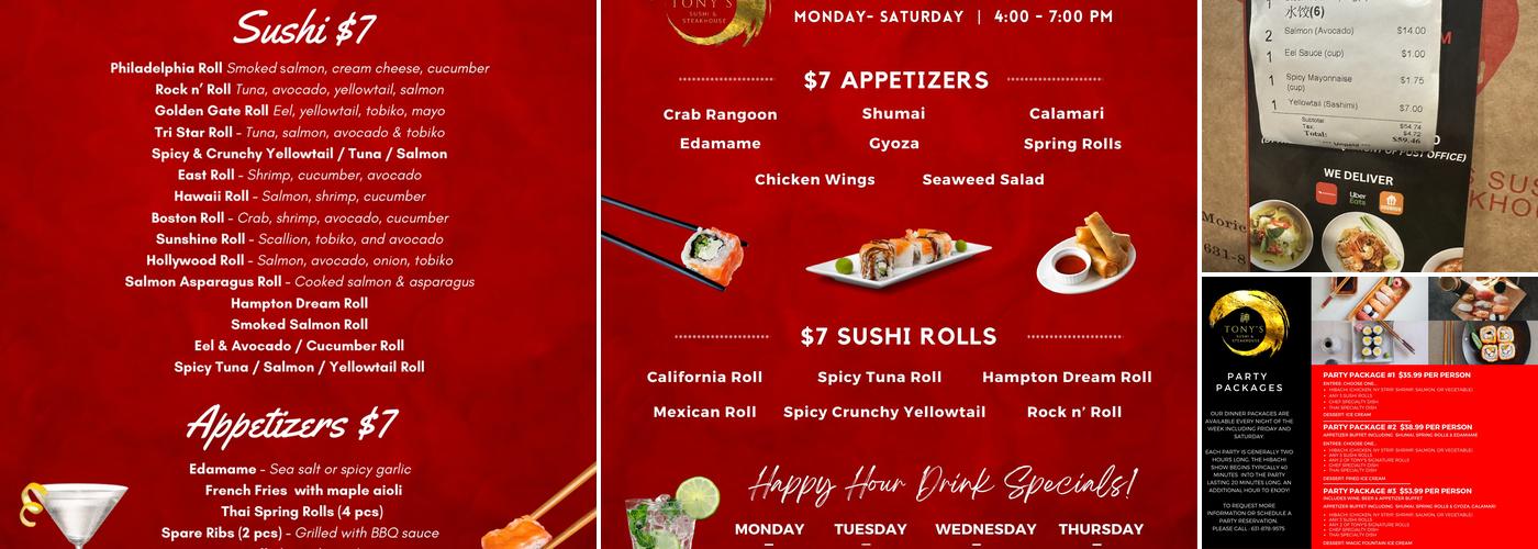 Tony's Sushi & Steakhouse Menu