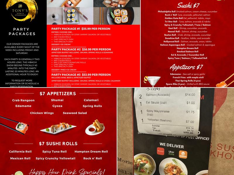 Tony's Sushi & Steakhouse Menu
