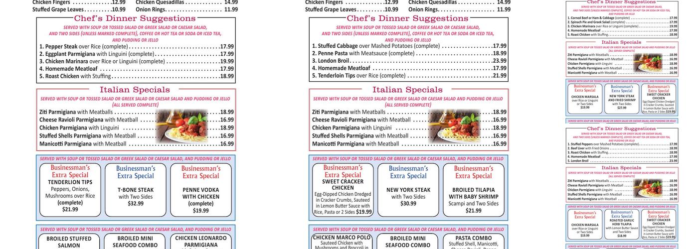 Route 1 Diner Restaurant Menu