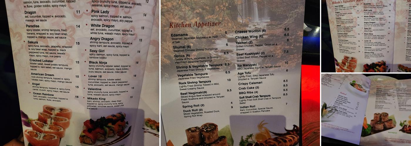 Mikado Sushi Hibachi Restaurant Menu