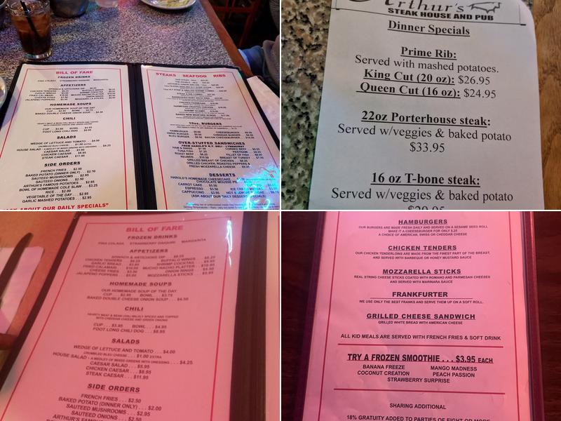 Arthur's Steakhouse & Pub Menu