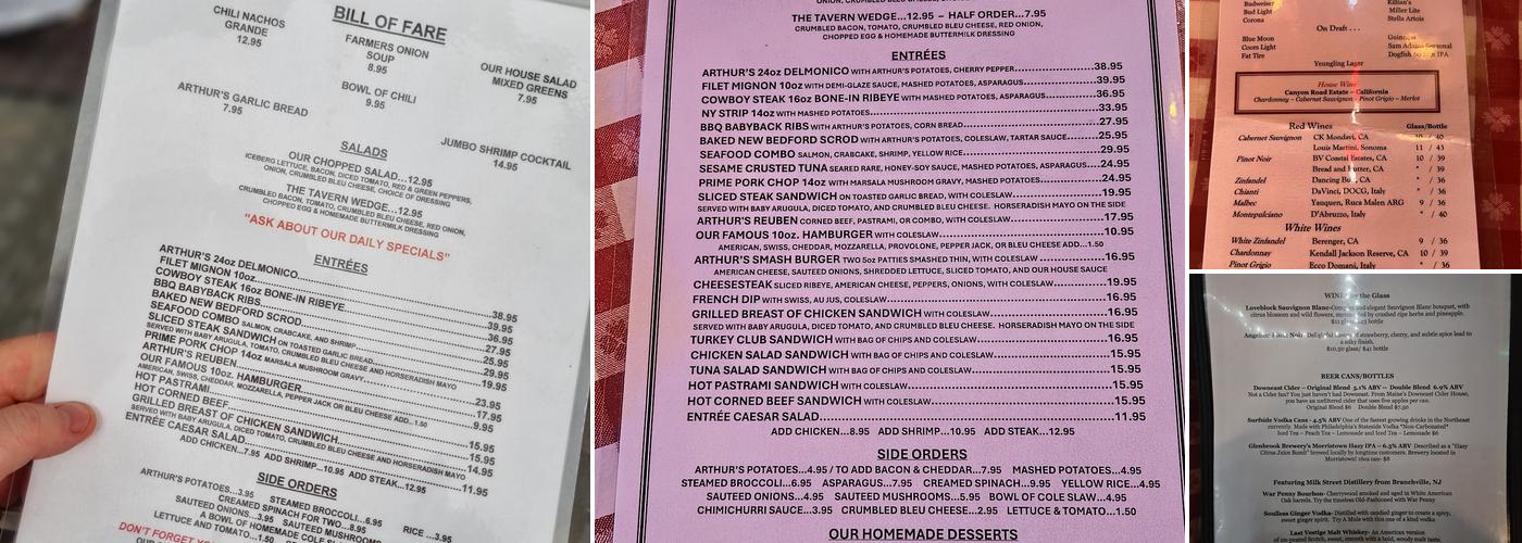 Arthur's Tavern Menu