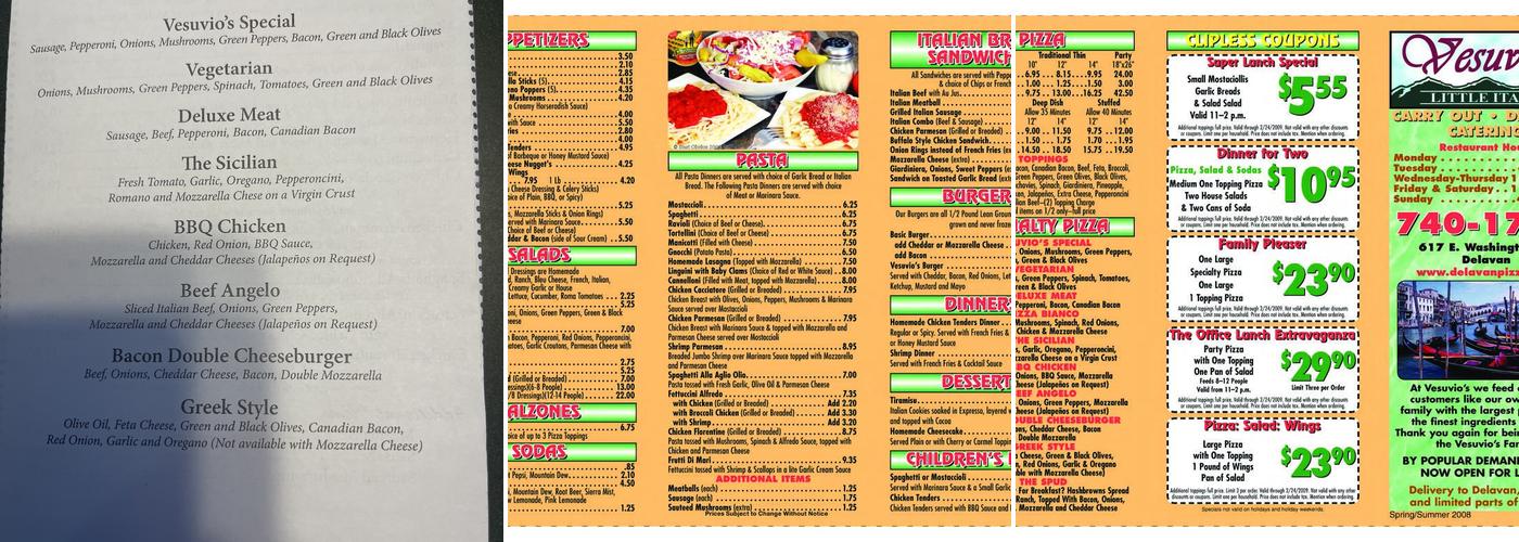 Vesuvio's Little Italy Menu