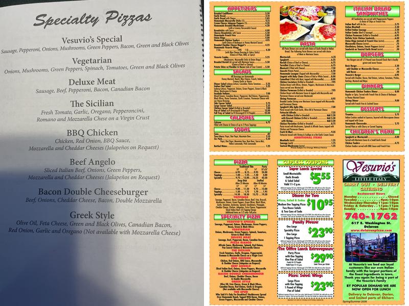 Vesuvio's Little Italy Menu