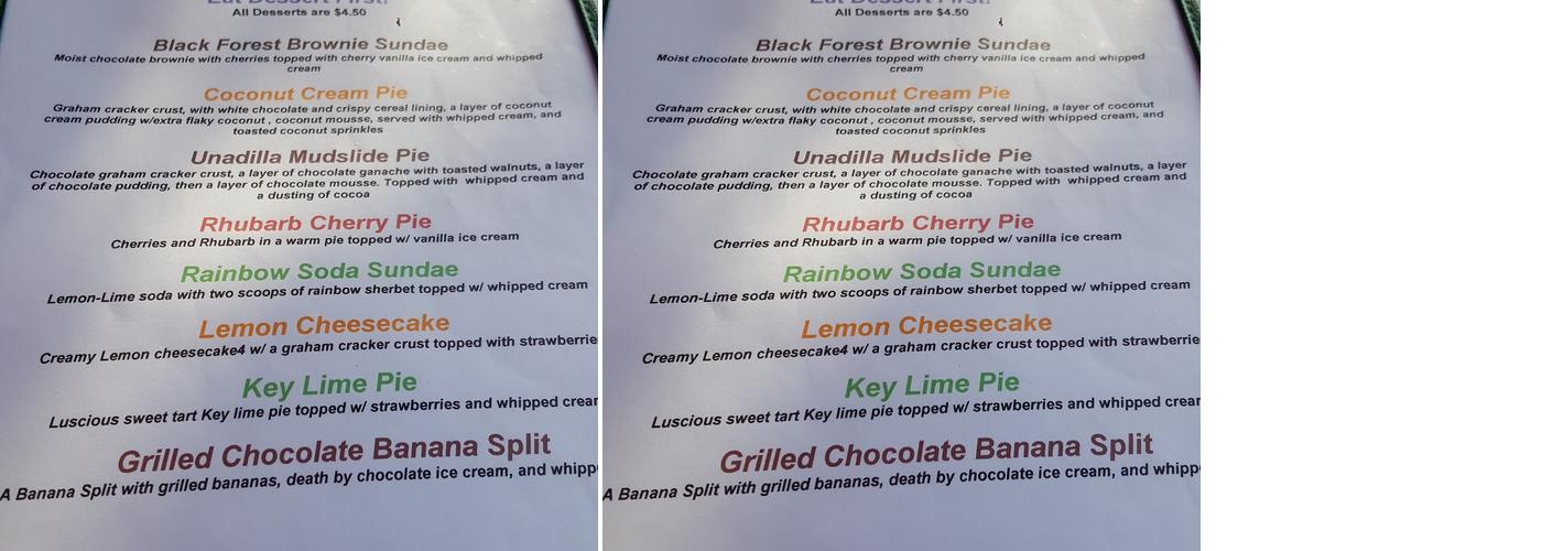 Remember When Cafe Antiques Menu