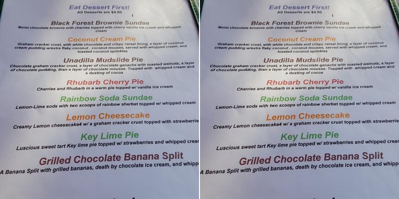 Remember When Cafe Antiques Menu