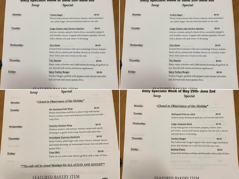 Serendipity Cafe Menu