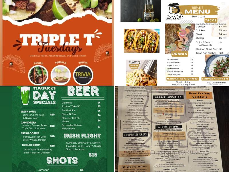 22 West Tap And Grill Menu