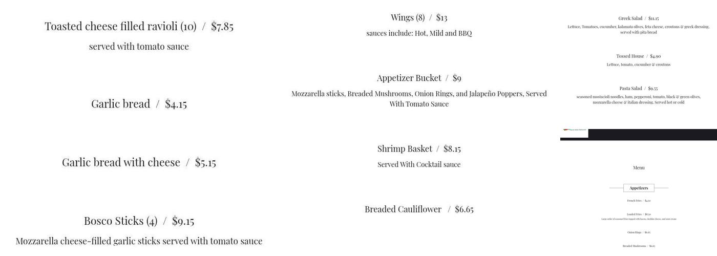 Bravo Pizza & Italian Restaurant of Harvard Illinois Menu