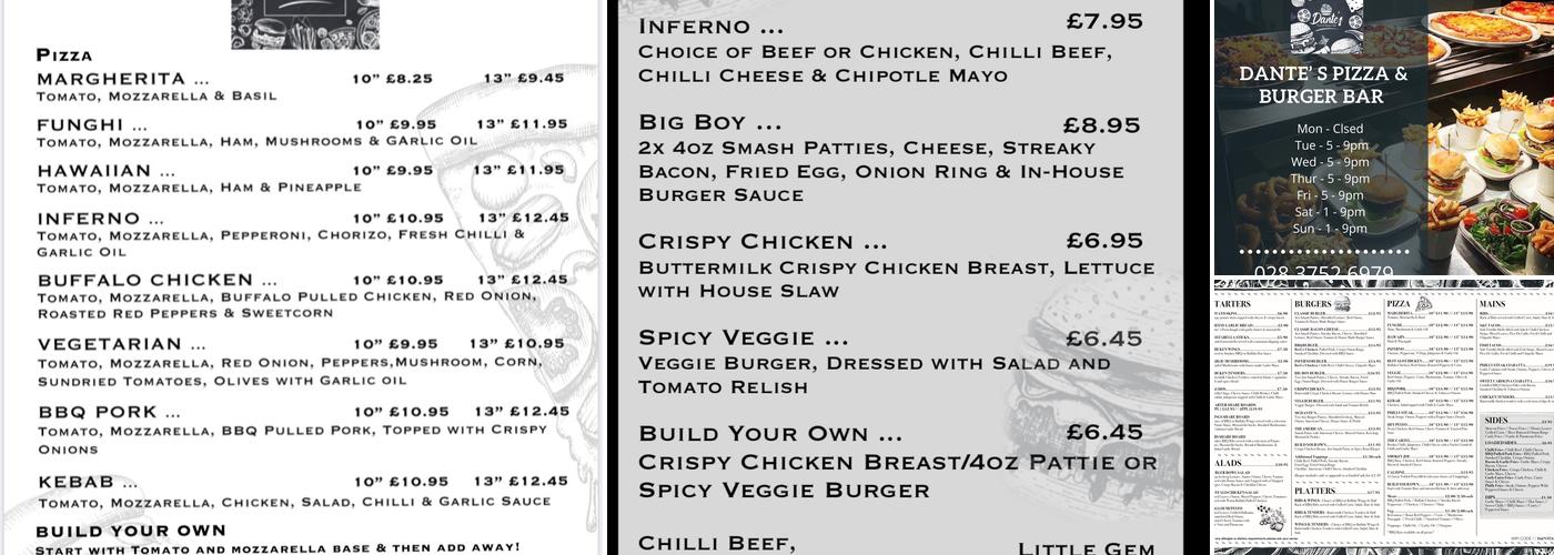 Dante’s Armagh Menu